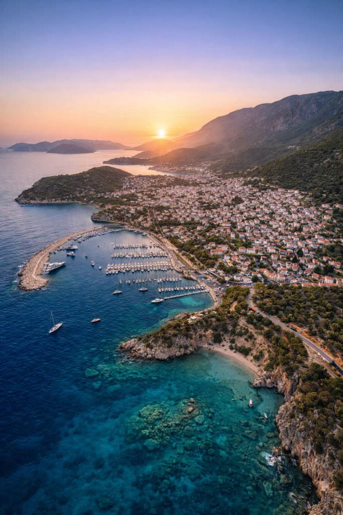 Kaş yacht charter coastline at sunset