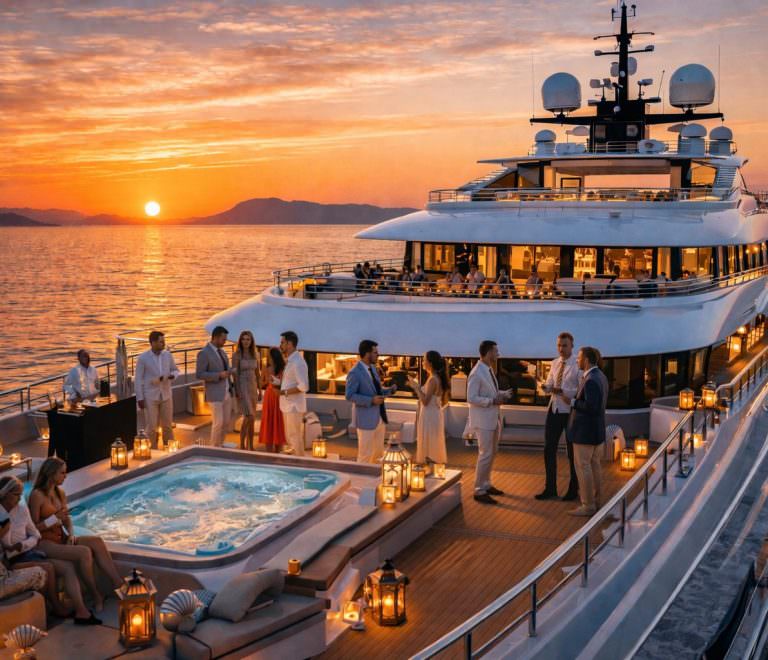 billionaire luxury superyacht lifestyle in Mediterranean