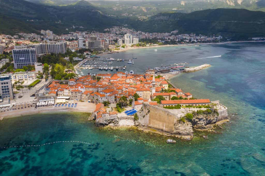 Budva yacht charter Montenegro Old Town aerial view