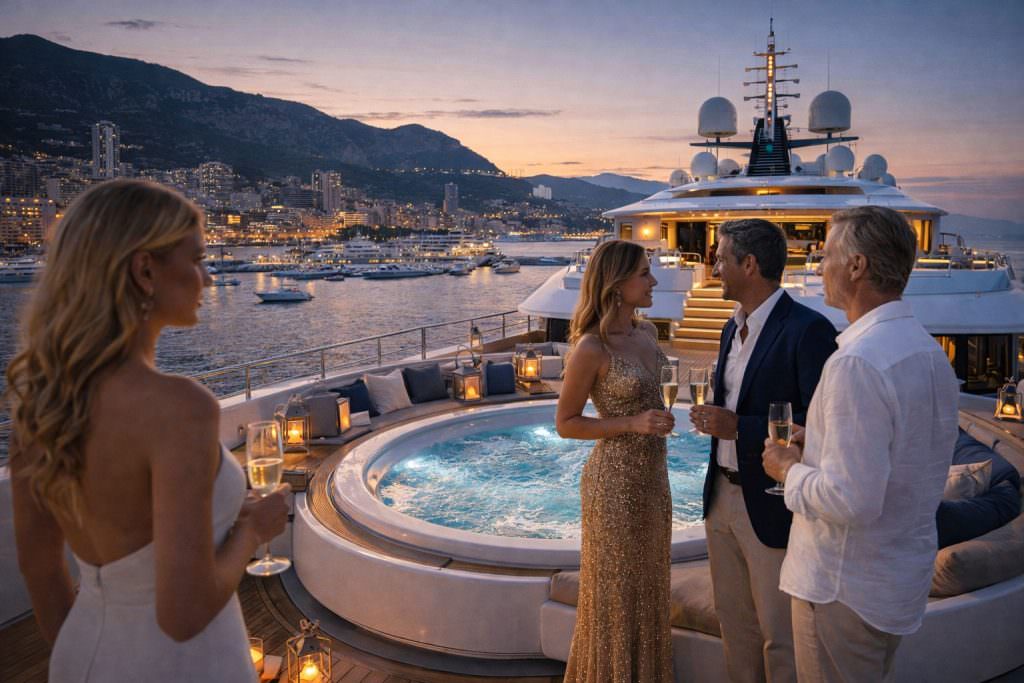 Cannes Yacht Charter luxury superyacht sunset party in Cannes French Riviera Mediterranean
