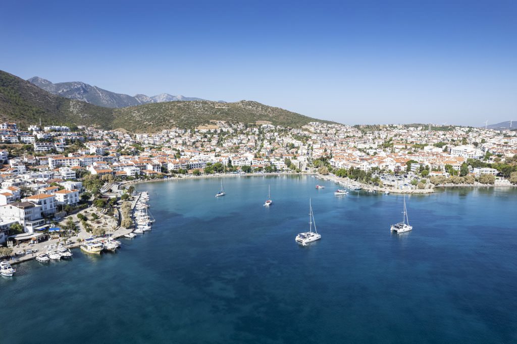 Datca yacht charter aerial view of Datca Peninsula turquoise coast Turkey