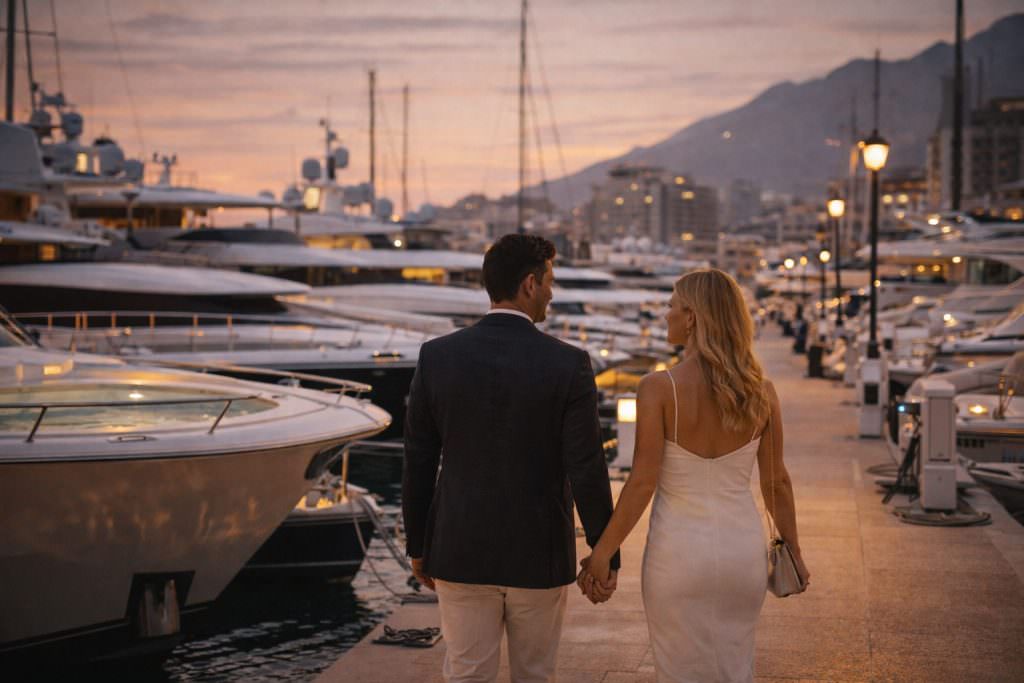 Fort Lauderdale yacht charter at marina sunset couple experience Florida USA