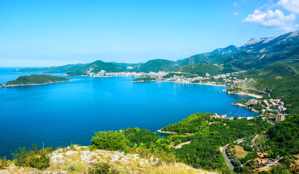 Budva yacht charter Adriatic coastline aerial view