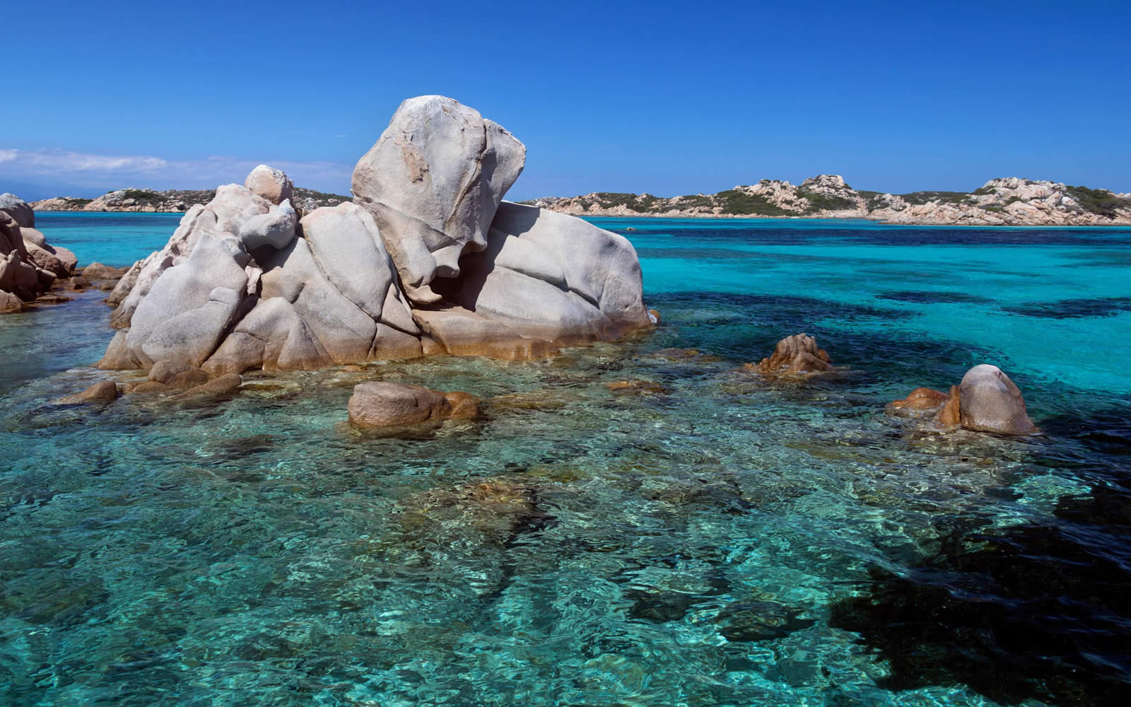 Turquoise water and rocky coastline in Sardinia