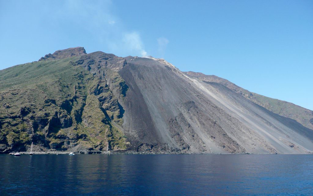 Stromboli yacht charter at volcano coastline Aeolian Islands Sicily Mediterranean yacht charter destination Italy
