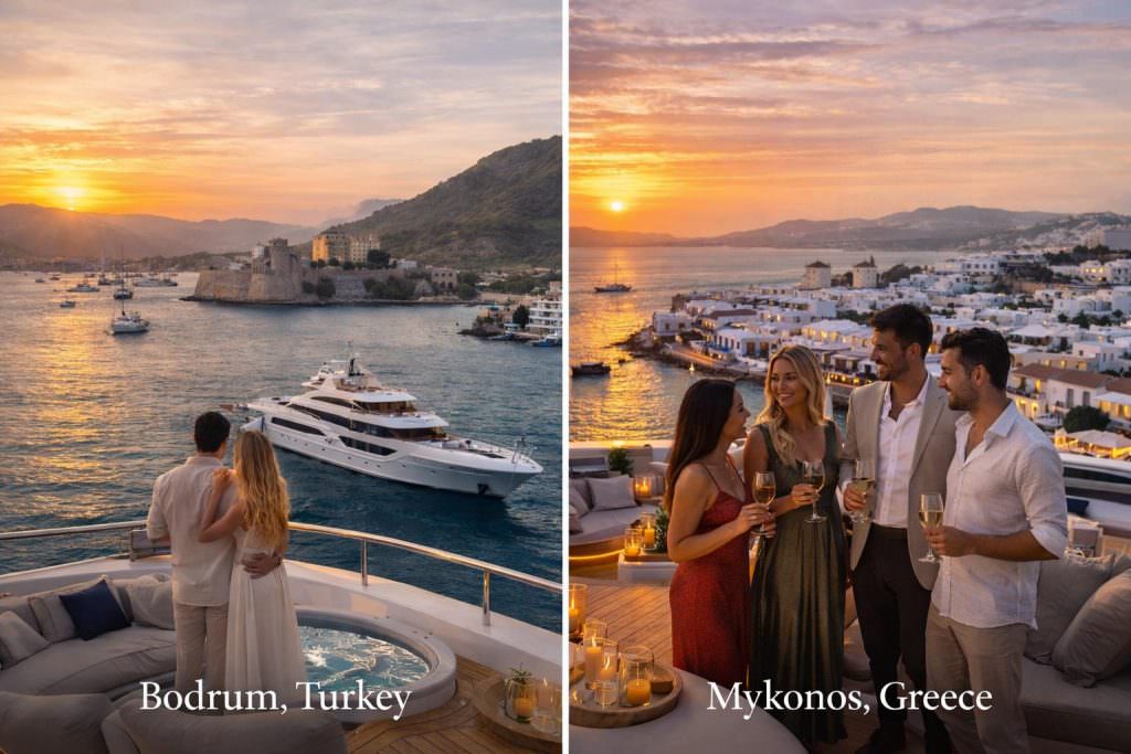 bodrum vs mykonos yacht charter guide comparison luxury destinations nightlife and experience