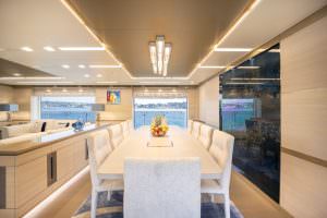 Kaira Yachts – Charade yacht luxury dining area interior