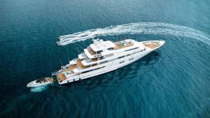 Coral Ocean yacht charter aerial action view luxury charter experience - Kaira Yachts