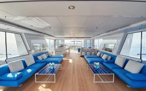 Kaira Yachts – Coral Ocean yacht sky lounge panoramic luxury interior with sea view