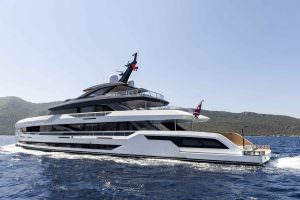 Legasea luxury yacht exterior profile cruising at sea with modern design and panoramic decks