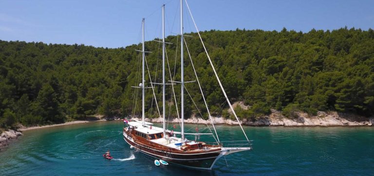 Dolce Vita 1 Gulet Charter luxury profile on calm waters